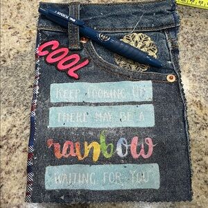 Colorful Denim Journals. Pictured front and back. Yes, some people still write.